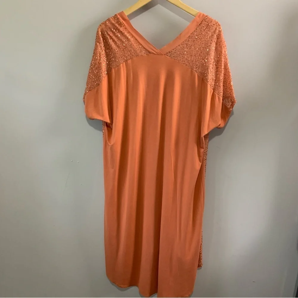 Soft Surroundings Aragon Resplendent Dress Sequins High Low Hem Womens L Large